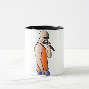 Cooler Hip Hop Bald Typ Singer mit Mikrofon Tasse