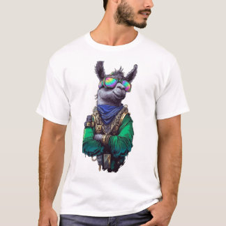 Cooler Hip-Hop-Lama mit Sonnenbrille & Streetwear T-Shirt