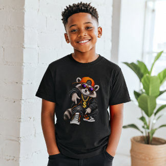 Cooler Hip-Hop-Waschbär-Streetwear-Lustig T-Shirt