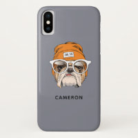 Cooler Hipster Bulldog | Name hinzufügen