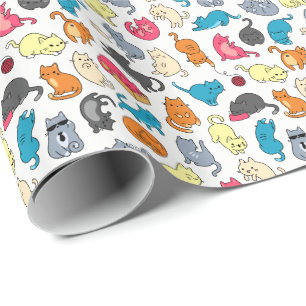 Cooler Hipster Cartoon Katzen Geschenkwrap Geschenkpapier
