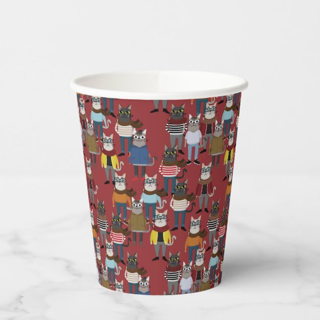 Cooler Hipster Cat Pattern Pappbecher (Links)