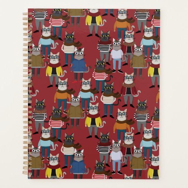 Cooler Hipster Cat Pattern Planer (Vorderseite)