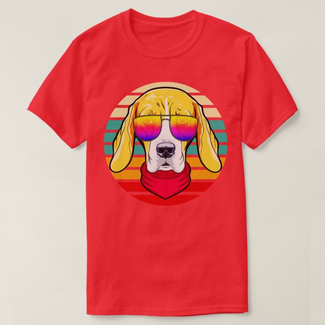 Cooler Hipster Dog Retro-Stil T-Shirt (Design vorne)