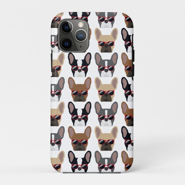 Cooler Hipster Französischer Bulldog Gemusterter F Case-Mate iPhone Hülle (Rückseite)