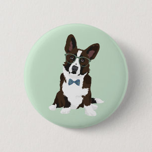 Cooler Hipster-Wolljacken-WaliserCorgi für Button