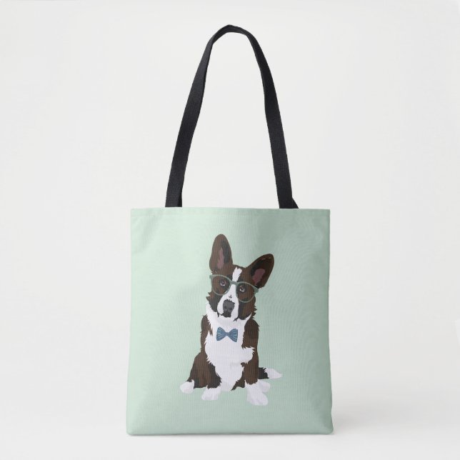 Cooler Hipster-Wolljacken-WaliserCorgi für Tasche (Vorderseite)