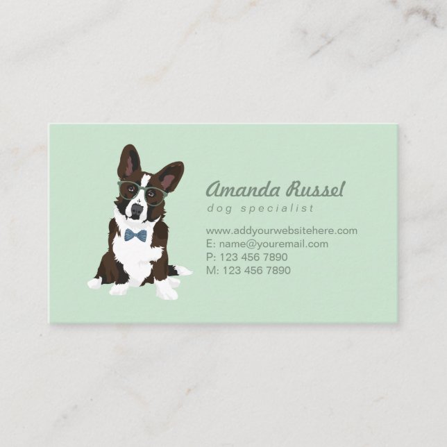 Cooler Hipster-Wolljacken-WaliserCorgi für Visitenkarte (Vorderseite)