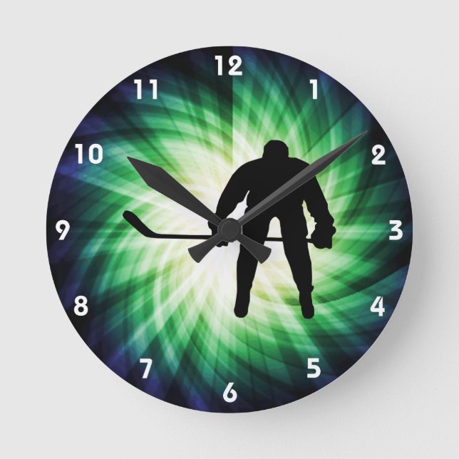Cooler Hockey-Spieler Runde Wanduhr (Vorderseite)