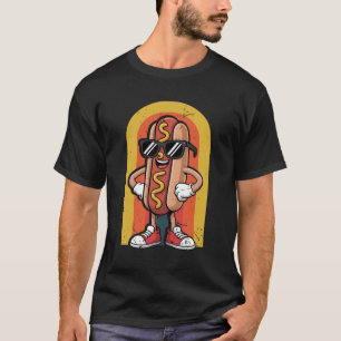 Cooler Hot Dog Fast Food Sonnenbrille Weiner Feins T-Shirt