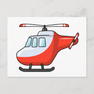 Cooler Hubschrauber in Rot und Weiß Cartoon Postkarte