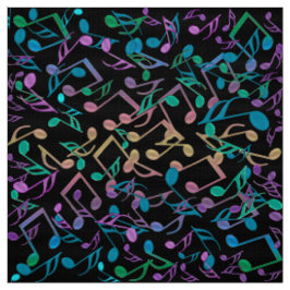 Cooler Hued Musiknoten-buntes schwarzes Gewebe Stoff