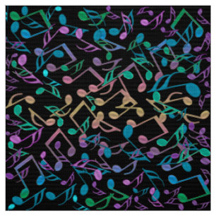 Cooler Hued Musiknoten-buntes schwarzes Gewebe Stoff