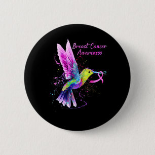 Cooler Hummingvogel mit rosa Ribbon Brustkrebs Button