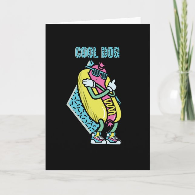 COOLER HUND 90er RETRO HOT DOG Karte (Vorderseite)