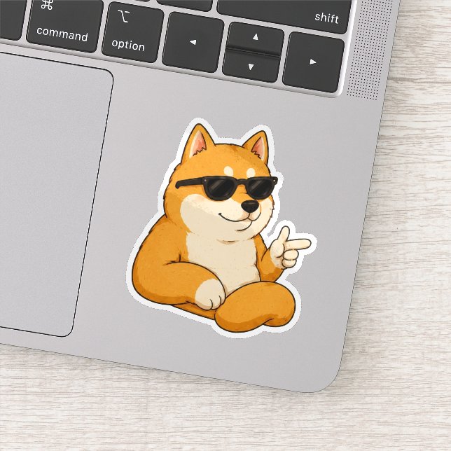 Cooler Hund Finger Guns Meme Aufkleber (Detail)