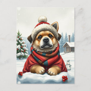 Cooler Hund in Preppy Winter Attraktion und Hat Wi Feiertagspostkarte
