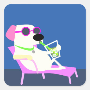 Cooler Hund in Sonnenbrille Quadratischer Aufkleber