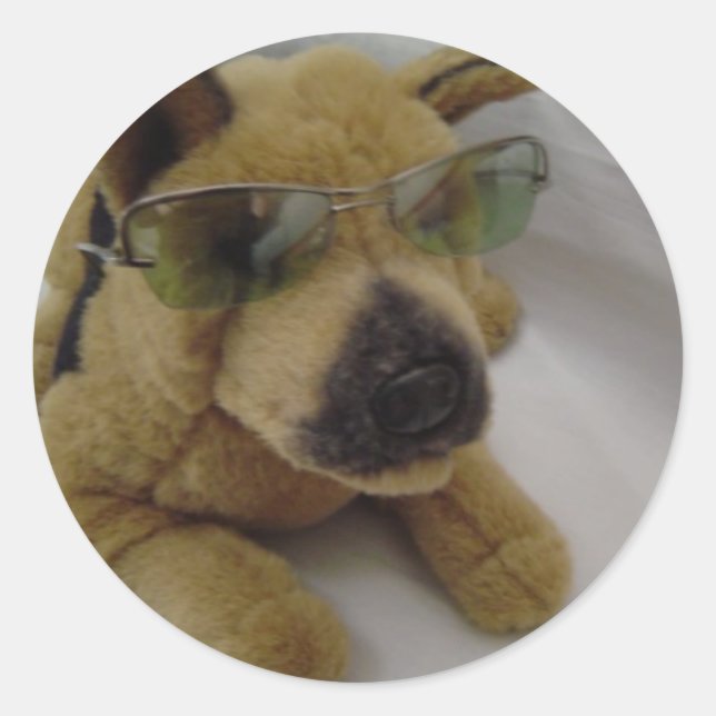 Cooler Hund in Sonnenbrille Runder Aufkleber (Vorderseite)