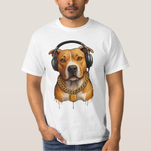 Cooler Hund mit Kopfhörern und Goldketten - Urban T-Shirt