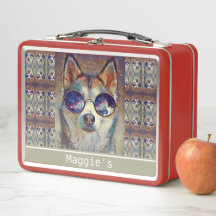Cooler Hund Mit Monogramm Lunch Box