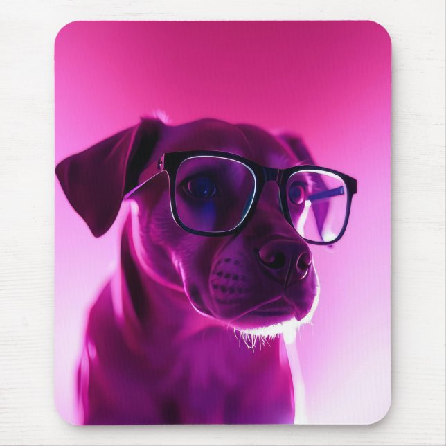 Cooler Hund mit Sonnenbrille Mousepad (Vorne)