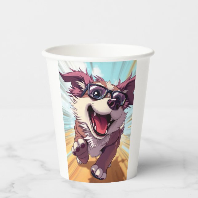Cooler Hund mit Sonnenbrille Pappbecher (Vorderseite)