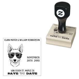 Cooler Hund Save the Date personalisierbar Gummistempel