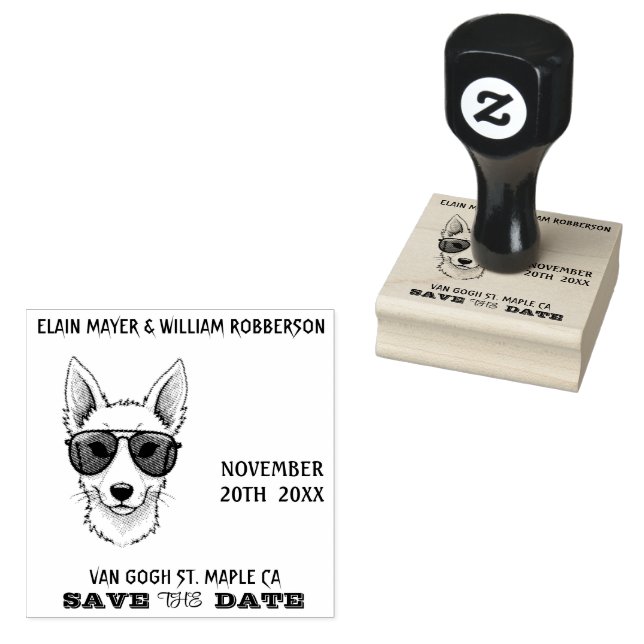 Cooler Hund Save the Date personalisierbar Gummistempel (Stempel)