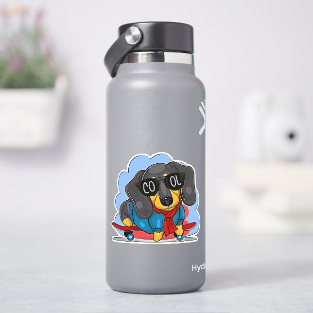 Cooler Hund Skateboarder 4" Kiss Cut Vinyl Sticker (HydroFlask)