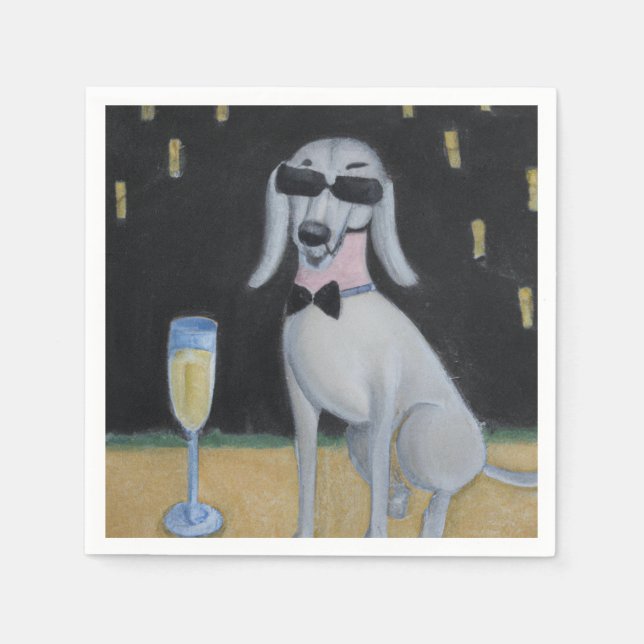 Cooler Hund trinken Champagner Serviette (Vorderseite)
