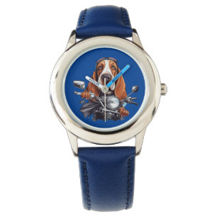 Cooler Hundbiker, niedlicher Hundeschlittenfahrer Armbanduhr
