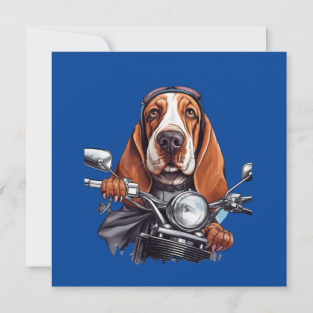 Cooler Hundbiker, niedlicher Hundeschlittenfahrer Einladung (Vorderseite)