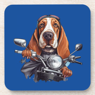 Cooler Hundbiker, niedlicher Hundeschlittenfahrer Getränkeuntersetzer