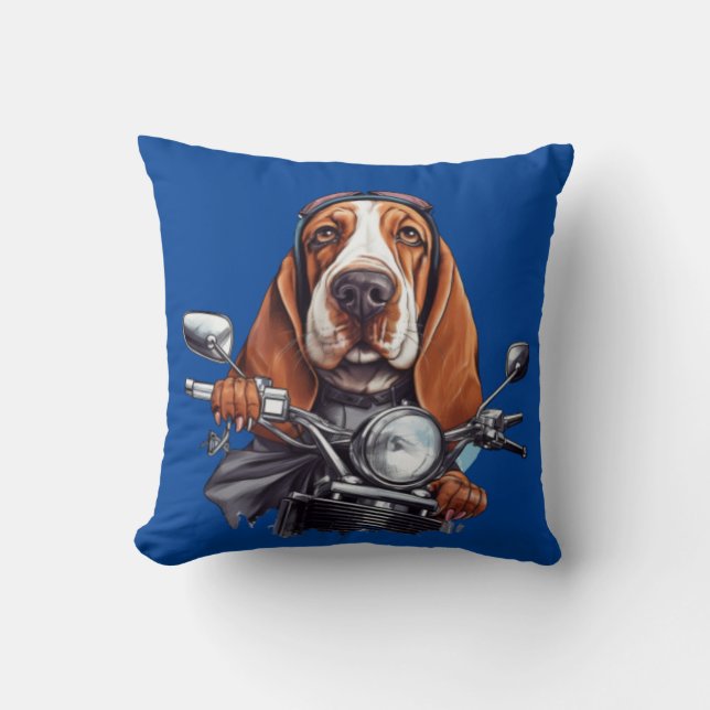 Cooler Hundbiker, niedlicher Hundeschlittenfahrer Kissen (Vorderseite)