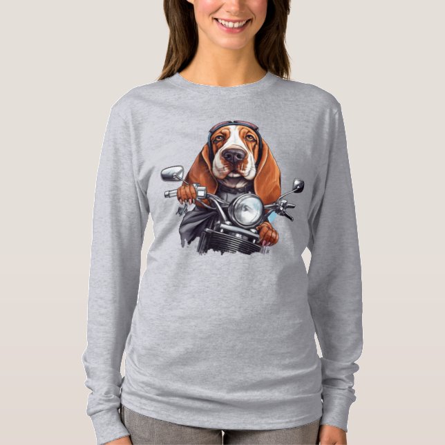 Cooler Hundbiker, niedlicher Hundeschlittenfahrer T-Shirt (Vorderseite)