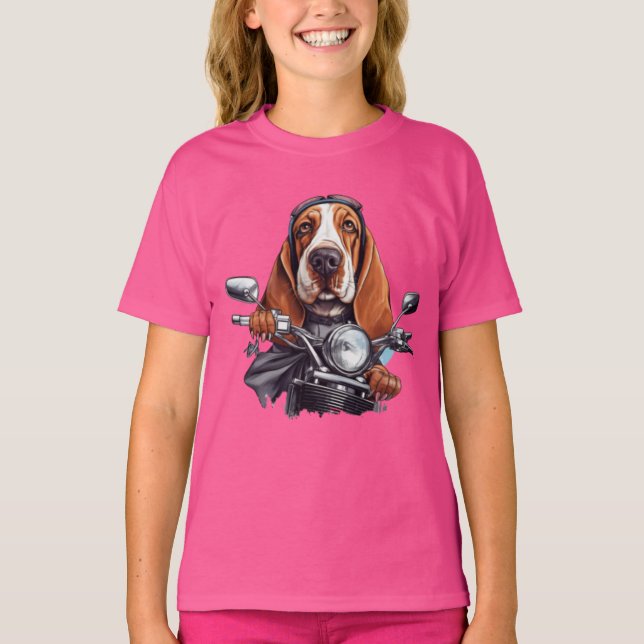 Cooler Hundbiker, niedlicher Hundeschlittenfahrer T-Shirt (Vorderseite)