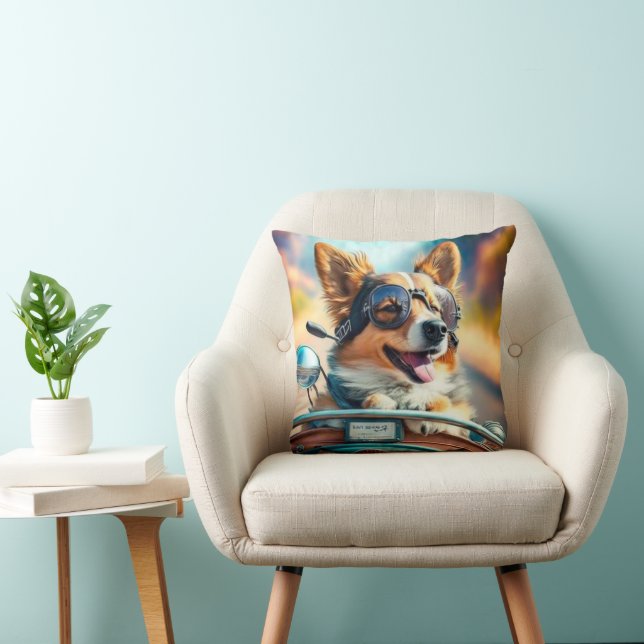 Cooler Hundbiker, niedlicher Hundeschwerfer Kissen (Stuhl )