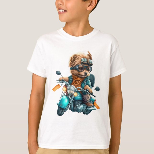 Cooler Hundbiker, niedlicher Yorkshire-Terrier-Hun T-Shirt (Vorderseite)
