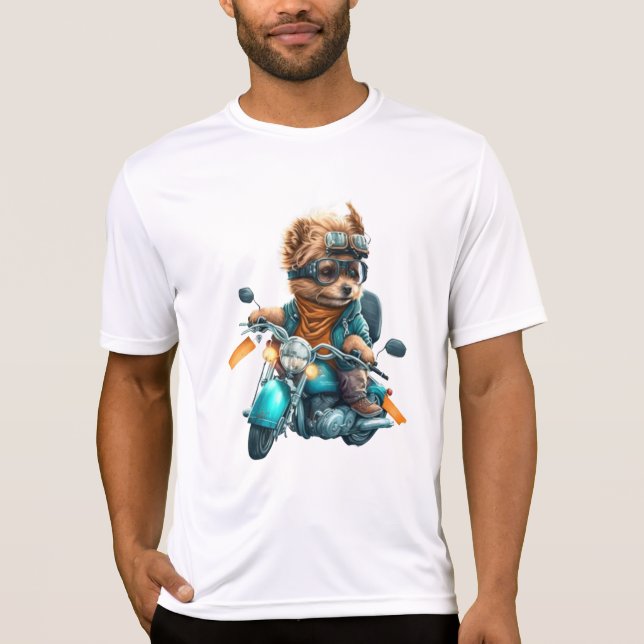 Cooler Hundbiker, niedlicher Yorkshire-Terrier-Hun T-Shirt (Vorderseite)