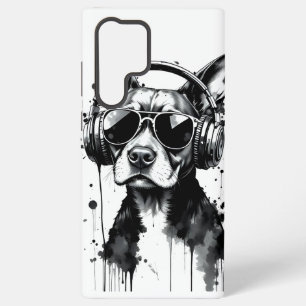 Cooler Hundekopfhörer Niedlich Haustiere Schwarzwe Samsung Galaxy Hülle