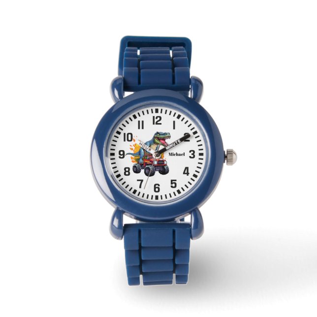 Cooler Individuelle Name Dinosaurier Reiten Monste Armbanduhr (Vorderseite)