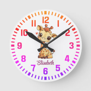 Cooler Individuelle Name Little Giraffe Runde Wanduhr