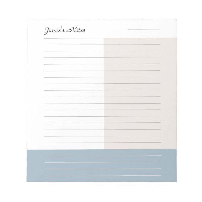Cooler Individuelle Name Modernes Taupe Dusty Blue Notizblock (Vorderseite)