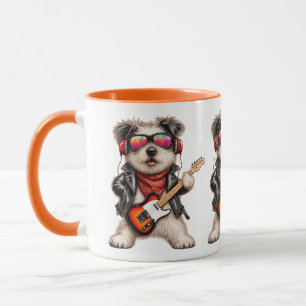 Cooler Jack Russell Rock-Gitarrist Hund Rock and R Tasse