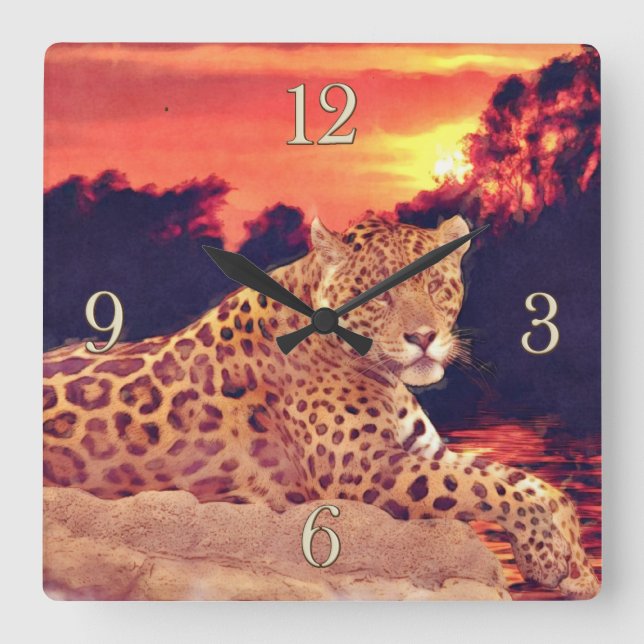 Cooler Jaguar auf Tikal Big Cat Wildlife Wall Uhr (Vorderseite)
