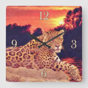 Cooler Jaguar auf Tikal Big Cat Wildlife Wall Uhr
