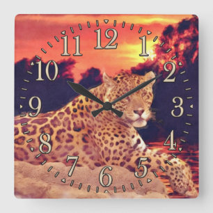Cooler Jaguar auf Tikal Big Cat Wildlife Wall Uhr