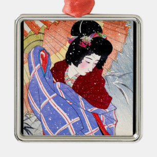Cooler japanischer Dame Silbernes Ornament
