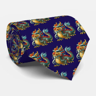 Cooler japanischer Drache mit Fliesen  Krawatte